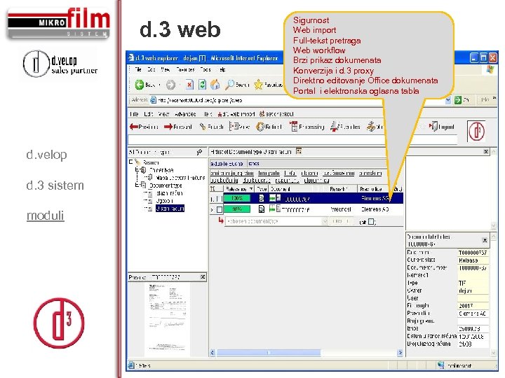 d. 3 web d. velop d. 3 sistem moduli Sigurnost Web import Full-tekst pretraga