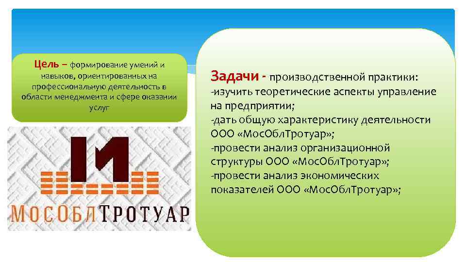 Цель – формирование умений и навыков, ориентированных на профессиональную деятельность в области менеджмента и