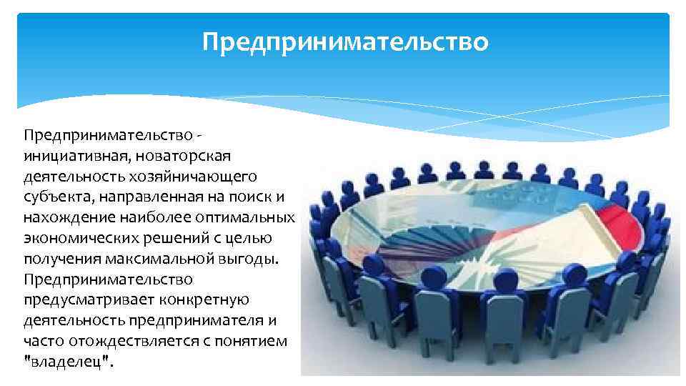 Предпринимательство - инициативная, новаторская деятельность хозяйничающего субъекта, направленная на поиск и нахождение наиболее оптимальных