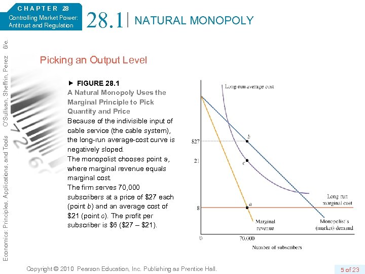 28. 1 NATURAL MONOPOLY Economics: Principles, Applications, and Tools O’Sullivan, Sheffrin, Perez 6/e. C