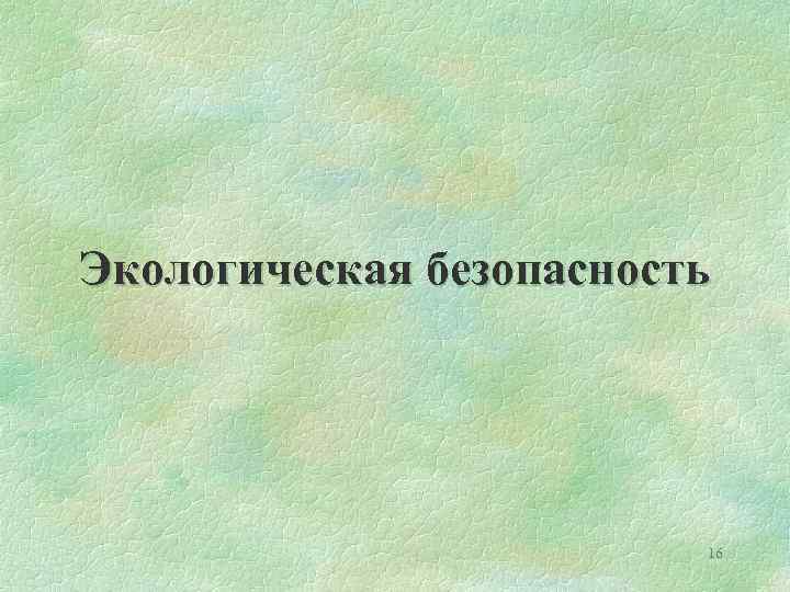 Экологическая безопасность 16 