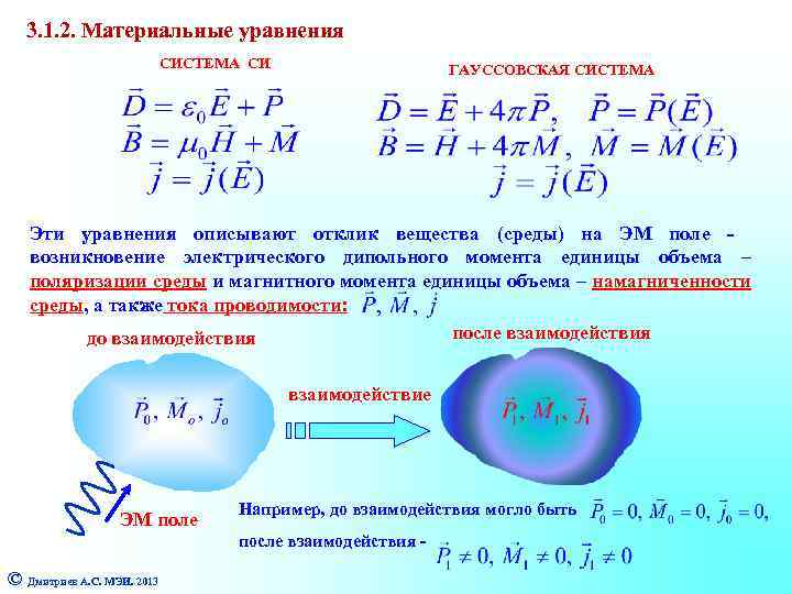 Материальные уравнения