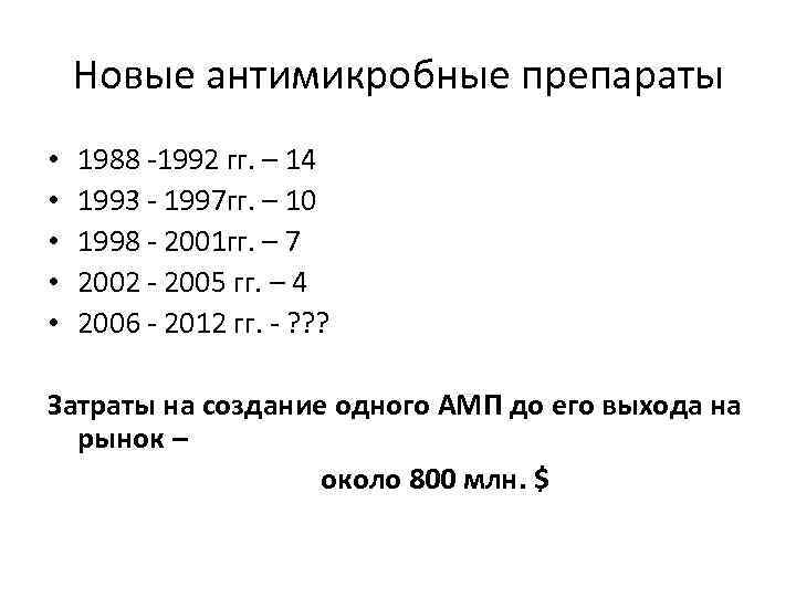 Новые антимикробные препараты • • • 1988 1992 гг. – 14 1993 1997 гг.