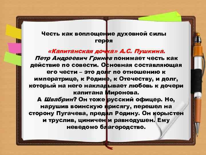 Сочинение по капитанской дочке на тему честь