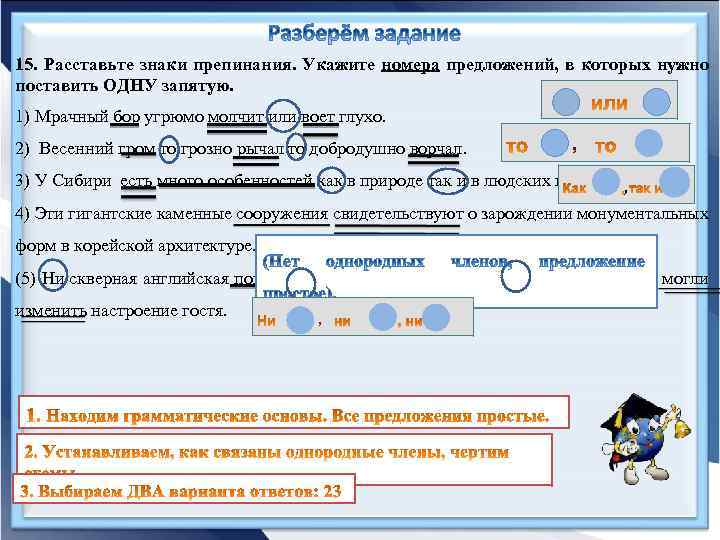 Расставьте необходимые знаки