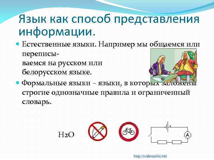 Язык как способ представления информации. Естественные языки. Например мы общаемся или переписываемся на русском