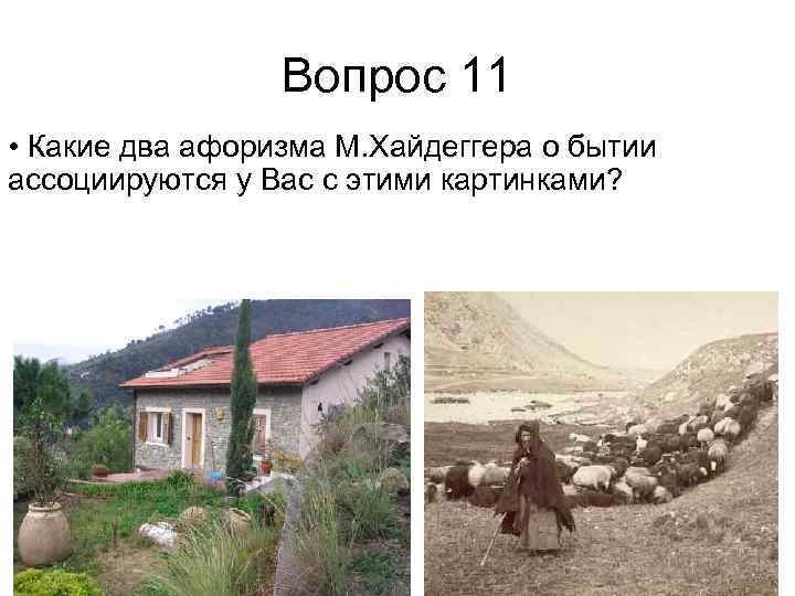 Вопрос 11 • Какие два афоризма М. Хайдеггера о бытии ассоциируются у Вас с