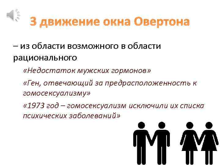 3 движение окна Овертона – из области возможного в области рационального «Недостаток мужских гормонов»