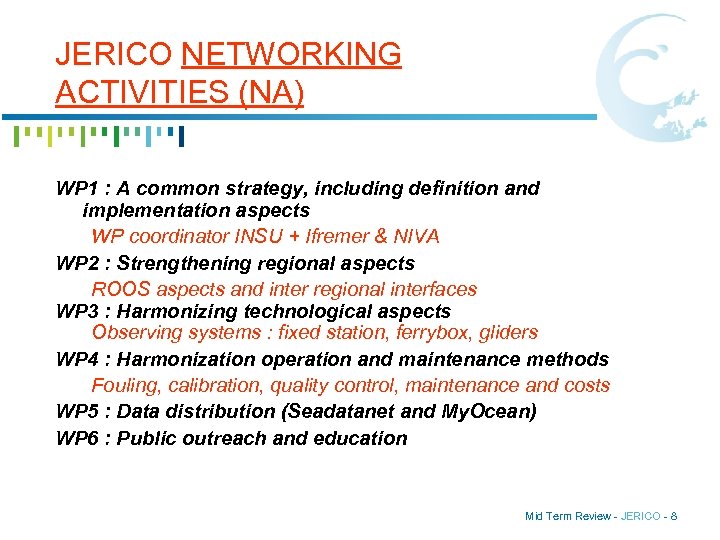 JERICO NETWORKING ACTIVITIES (NA) WP 1 : A common strategy, including definition and implementation