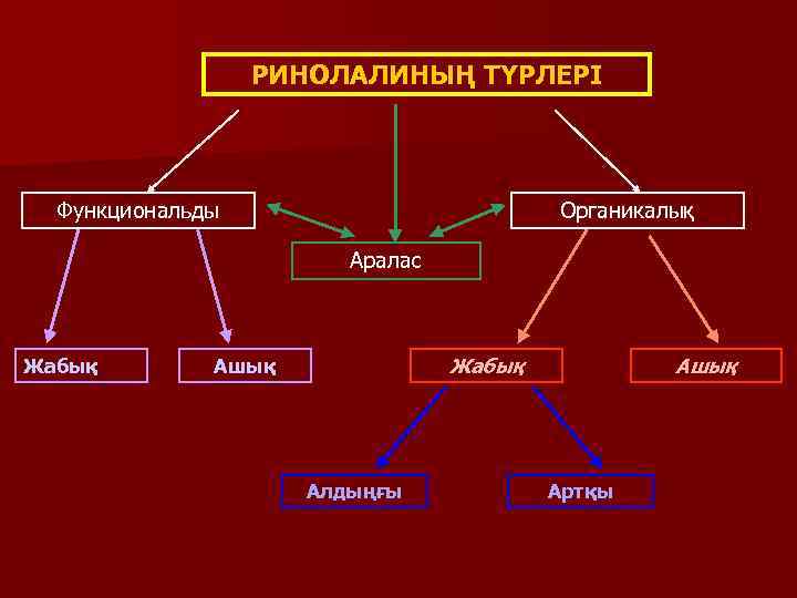 РИНОЛАЛИНЫҢ ТҮРЛЕРІ Функциональды Органикалық Аралас Жабық Ашық Алдыңғы Ашық Артқы 