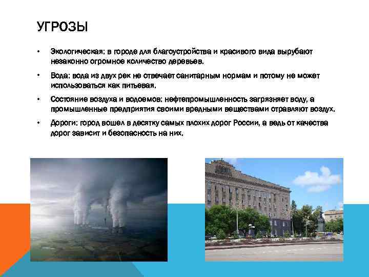 УГРОЗЫ • Экологическая: в городе для благоустройства и красивого вида вырубают незаконно огромное количество