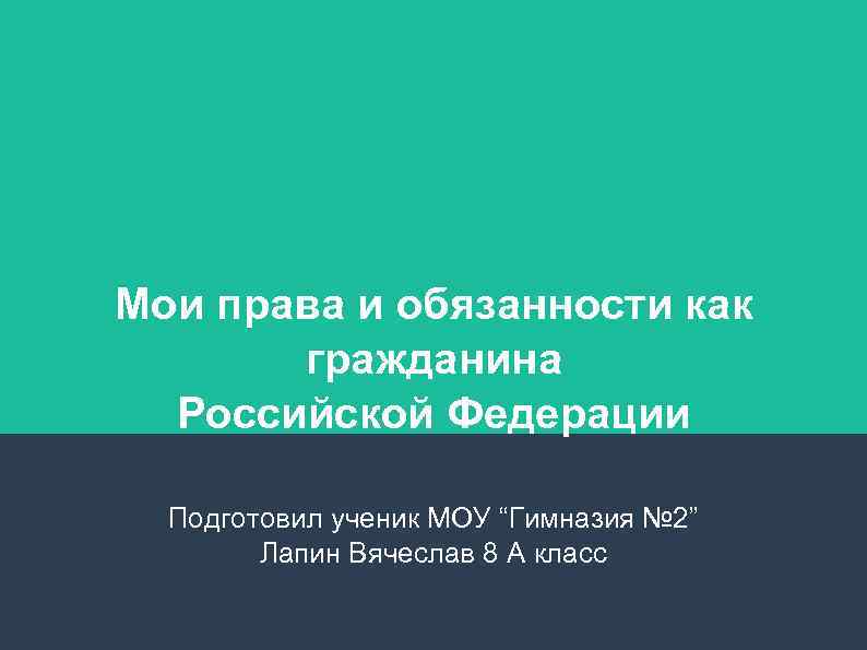 Мои права мои обязанности проект по обществознанию