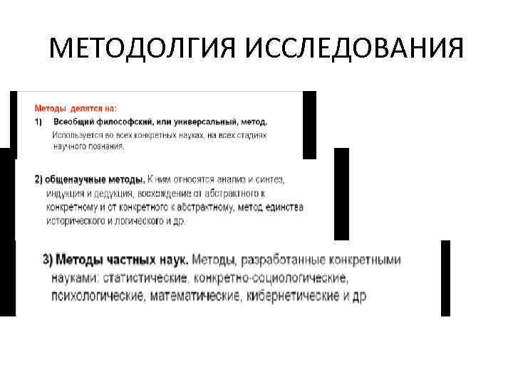 МЕТОДОЛГИЯ ИССЛЕДОВАНИЯ 