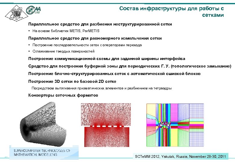 Состав инфраструктуры для работы с сетками Параллельное средство для разбиения неструктурированной сетки • На