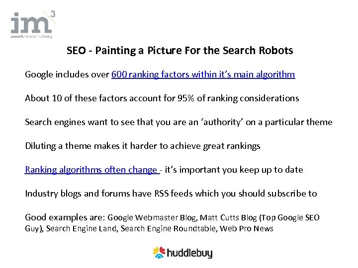 SEO - Painting a Picture For the Search Robots Google includes over 600 ranking