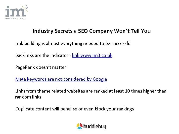 Industry Secrets a SEO Company Won’t Tell You Link building is almost everything needed