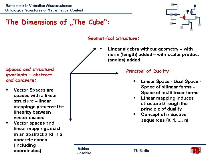 Mathematik in Virtuellen Wissensräumen – Ontological Structures of Mathematical Content The Dimensions of „The