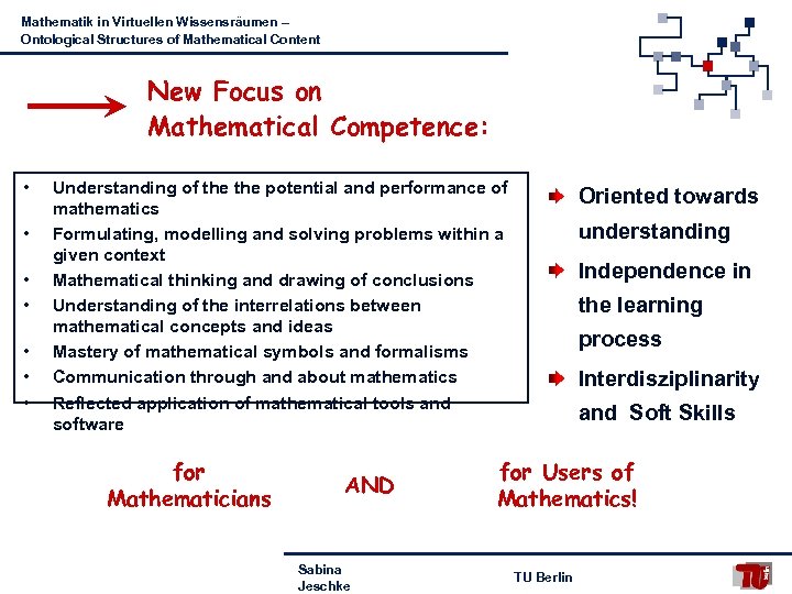 Mathematik in Virtuellen Wissensräumen – Ontological Structures of Mathematical Content New Focus on Mathematical