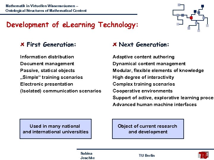 Mathematik in Virtuellen Wissensräumen – Ontological Structures of Mathematical Content Development of e. Learning