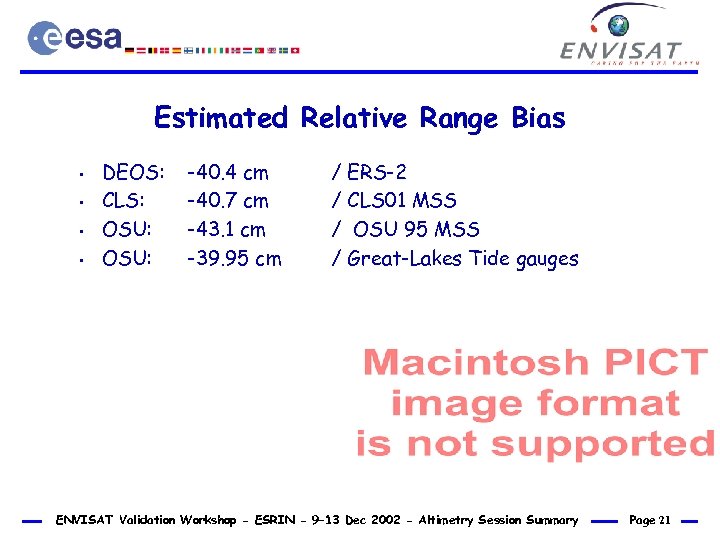 Estimated Relative Range Bias • • DEOS: CLS: OSU: -40. 4 cm -40. 7