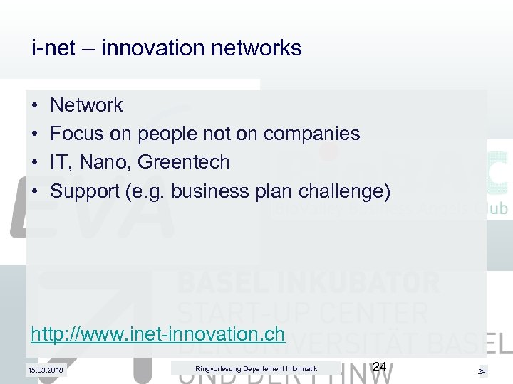 i-net – innovation networks • • Network Focus on people not on companies IT,