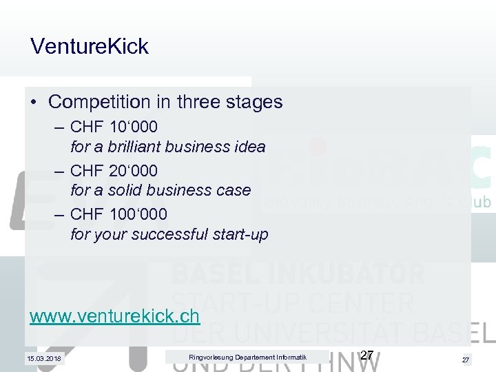 Venture. Kick • Competition in three stages – CHF 10‘ 000 for a brilliant