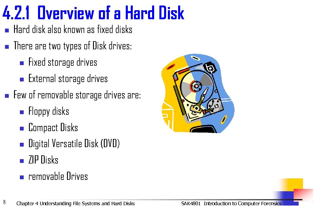 4. 2. 1 Overview of a Hard Disk n Hard disk also known as