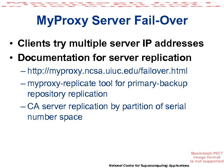 My. Proxy Server Fail-Over • Clients try multiple server IP addresses • Documentation for