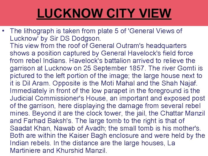 LUCKNOW CITY VIEW • The lithograph is taken from plate 5 of 'General Views