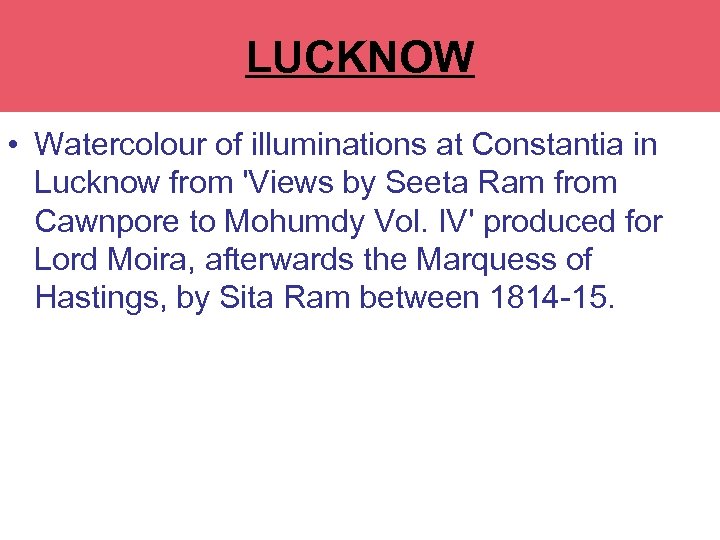 LUCKNOW • Watercolour of illuminations at Constantia in Lucknow from 'Views by Seeta Ram