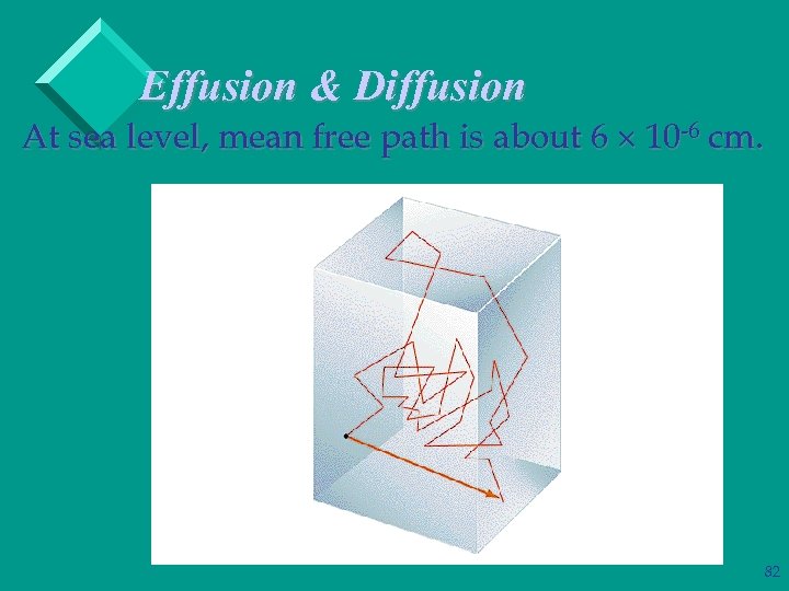 Effusion & Diffusion At sea level, mean free path is about 6 10 -6
