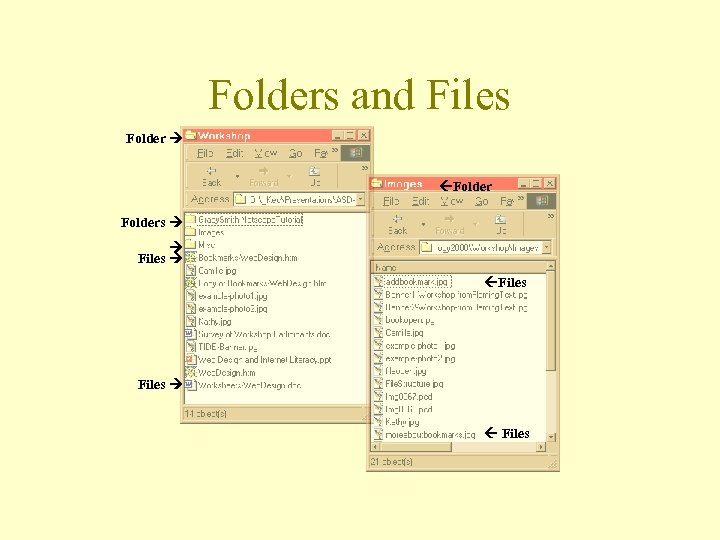 Folders and Files Folders Files 