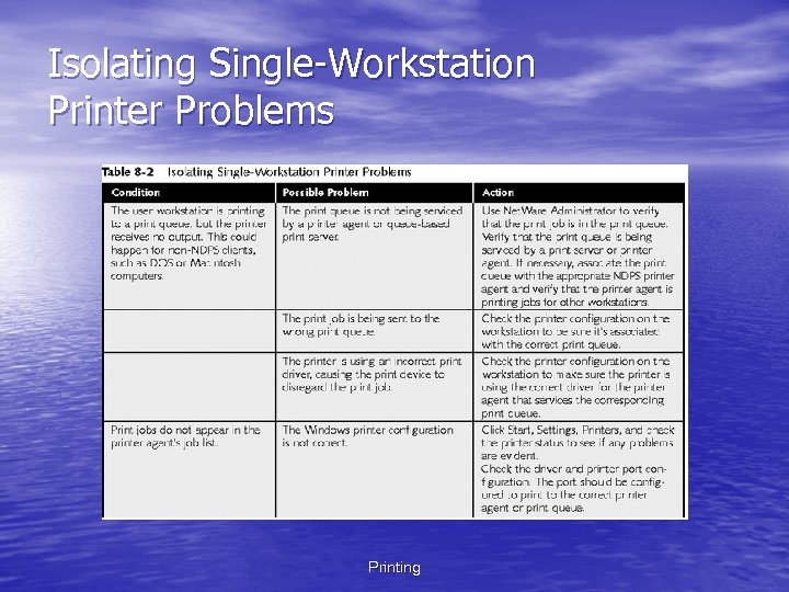 Isolating Single-Workstation Printer Problems Printing 