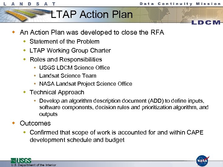 LTAP Action Plan w An Action Plan was developed to close the RFA w