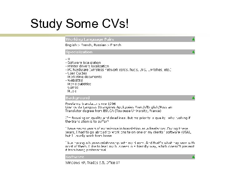 Study Some CVs! 