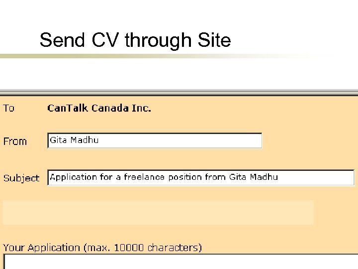 Send CV through Site 