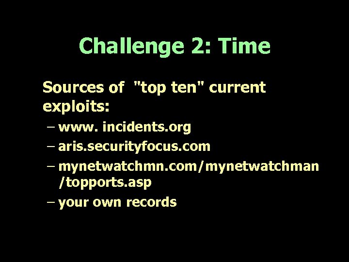 Challenge 2: Time Sources of 