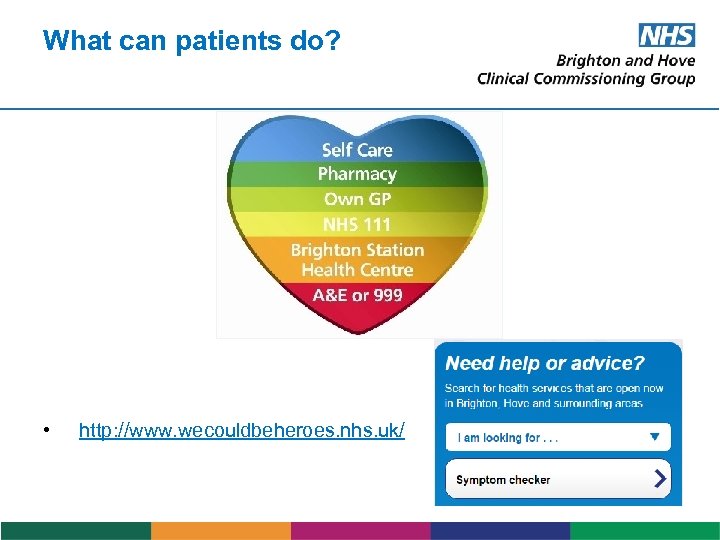 What can patients do? • http: //www. wecouldbeheroes. nhs. uk/ 