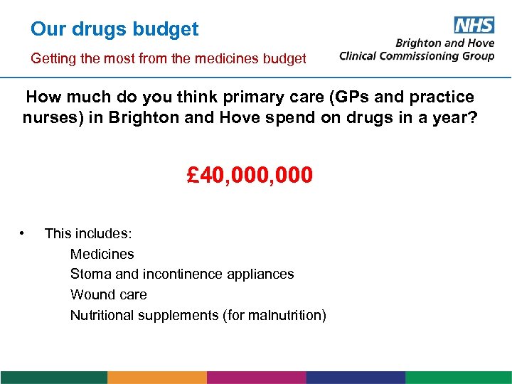 Our drugs budget Getting the most from the medicines budget How much do you
