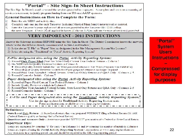 “Portal” System Users Instructions – Compressed for display purposes 22 