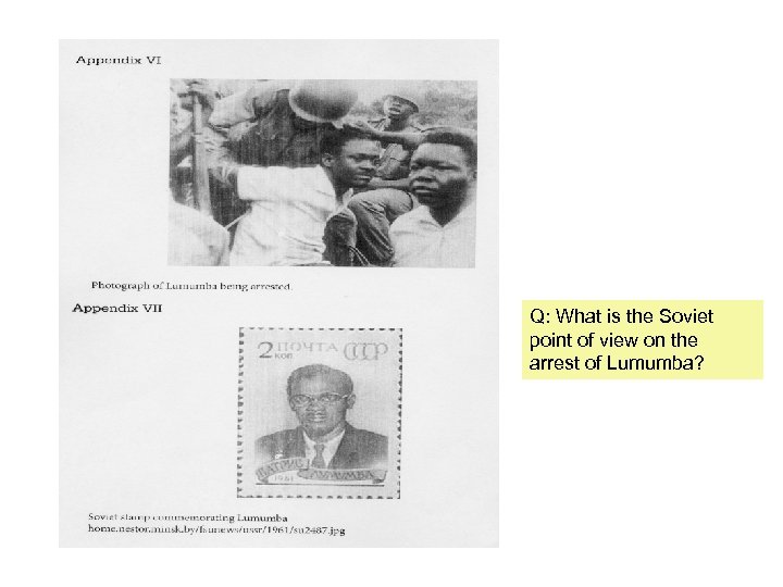 Q: What is the Soviet point of view on the arrest of Lumumba? 