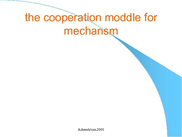 the cooperation moddle for mechansm Asheesh/con. 2000 