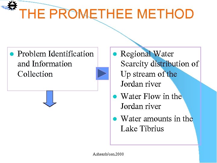 THE PROMETHEE METHOD l Problem Identification and Information Collection l l l Regional Water