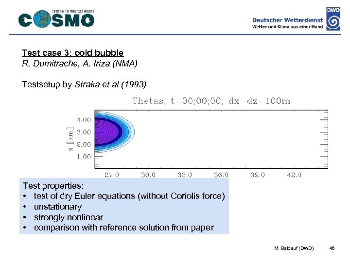 Test case 3: cold bubble R. Dumitrache, A. Iriza (NMA) Testsetup by Straka et