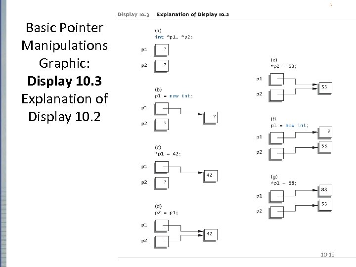 Basic Pointer Manipulations Graphic: Display 10. 3 Explanation of Display 10. 2 10 -19