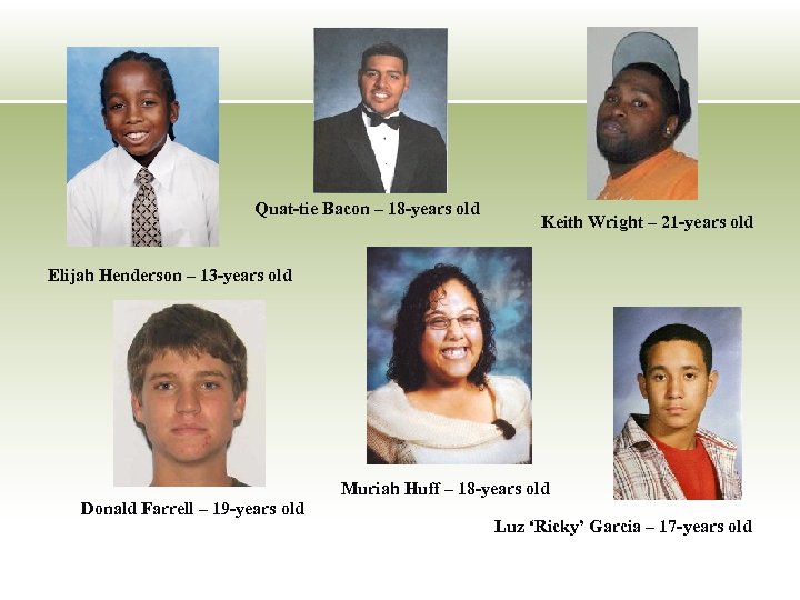 Quat-tie Bacon – 18 -years old Keith Wright – 21 -years old Elijah Henderson