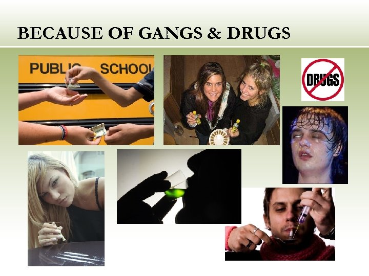 BECAUSE OF GANGS & DRUGS 