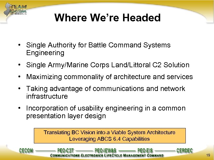 Battle Command Migration Partnering Day Purpose