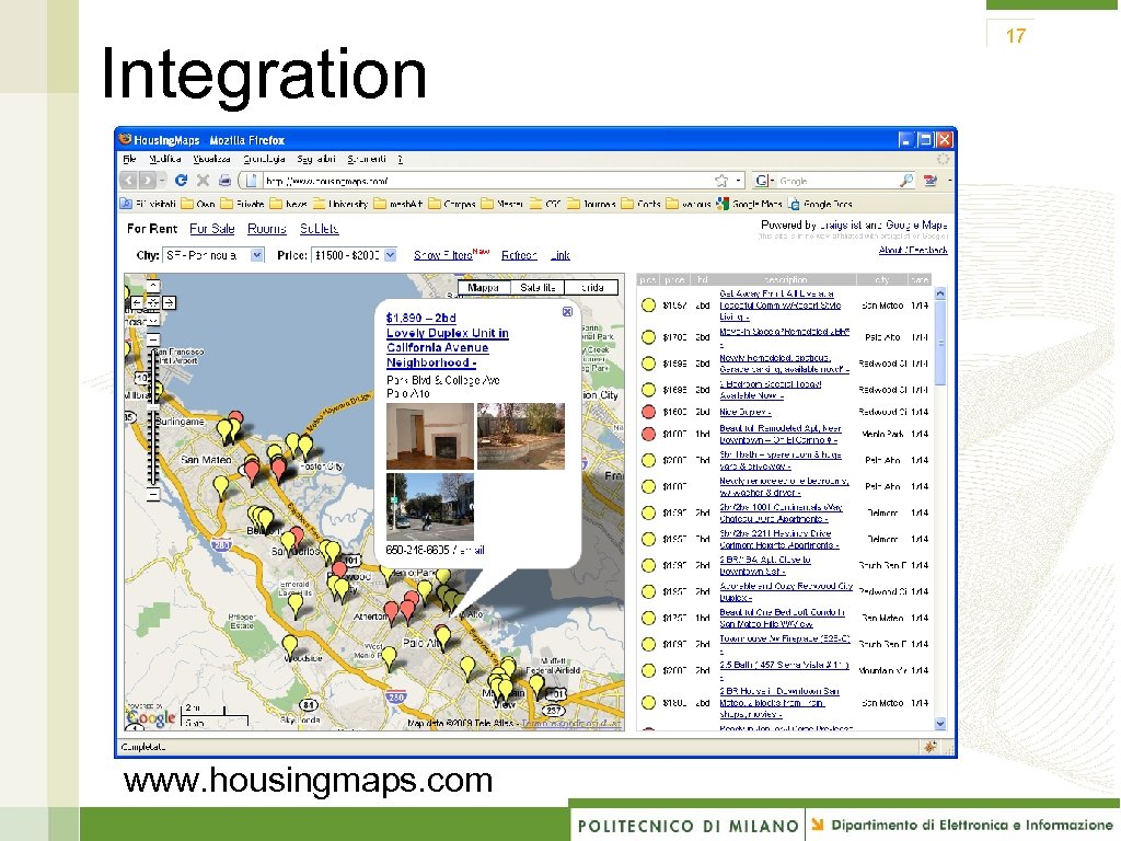 Integration www. housingmaps. com 17 