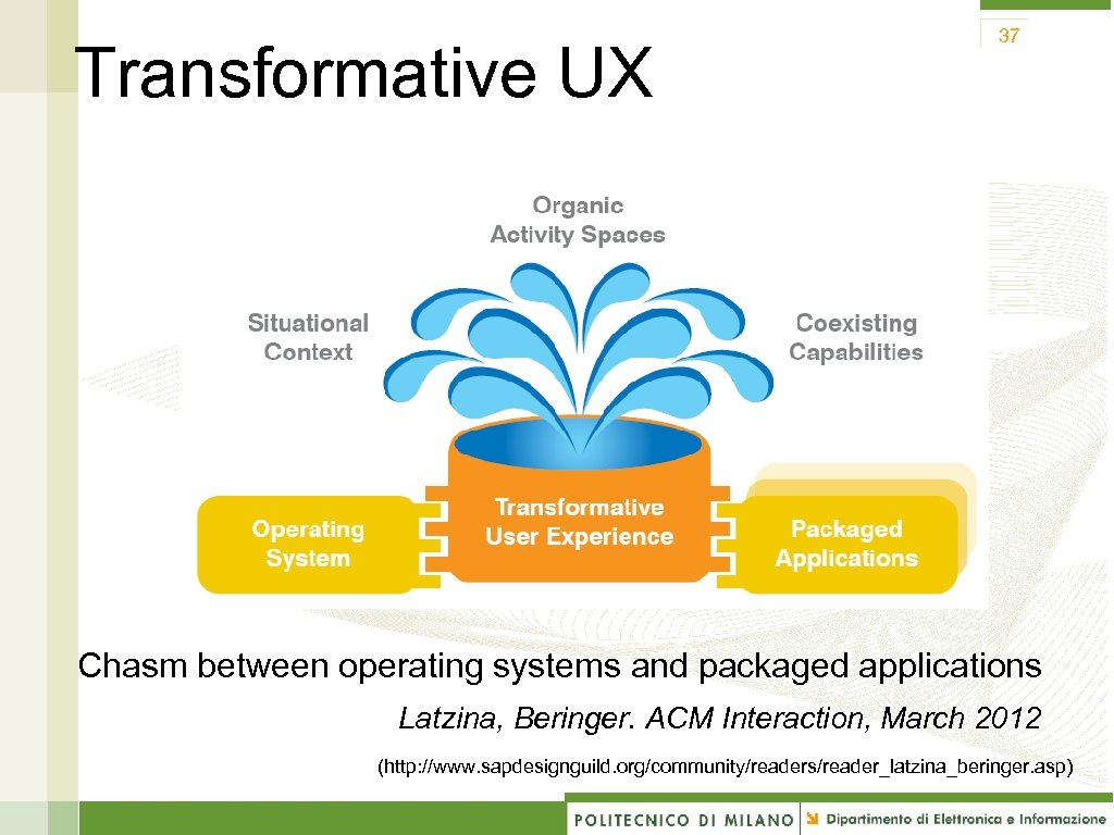 Transformative UX 37 Chasm between operating systems and packaged applications Latzina, Beringer. ACM Interaction,